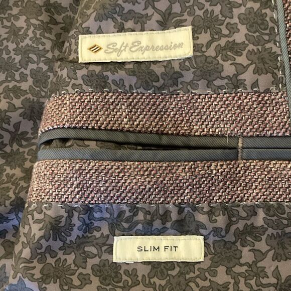 Joseph Abboud Heritage Mens Burgundy Wool Linen Blend Textured Comero Jacket. - Picture 7 of 9